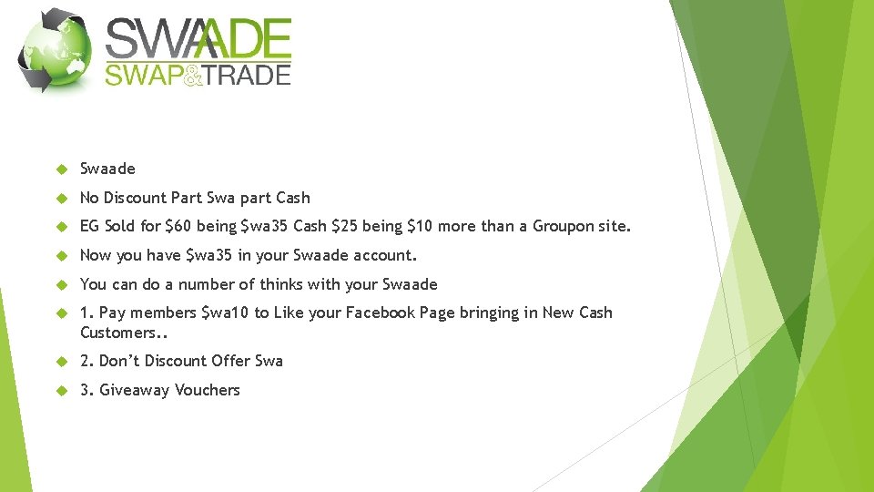  Swaade No Discount Part Swa part Cash EG Sold for $60 being $wa