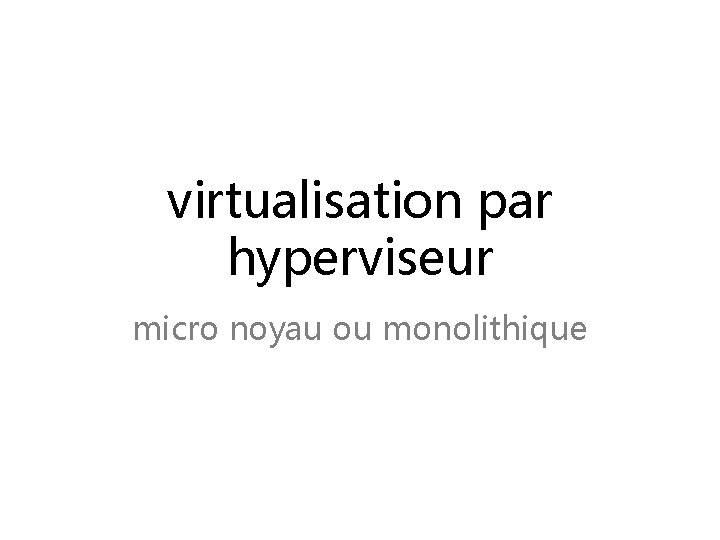 virtualisation par hyperviseur micro noyau ou monolithique 