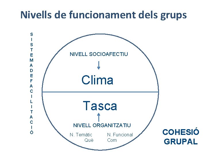 Nivells de funcionament dels grups S I S T E M A D E