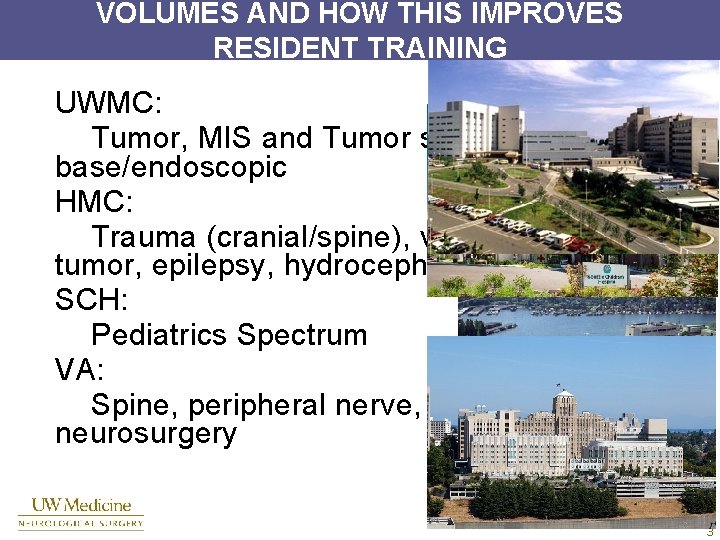 VOLUMES AND HOW THIS IMPROVES RESIDENT TRAINING UWMC: Tumor, MIS and Tumor spine, skull