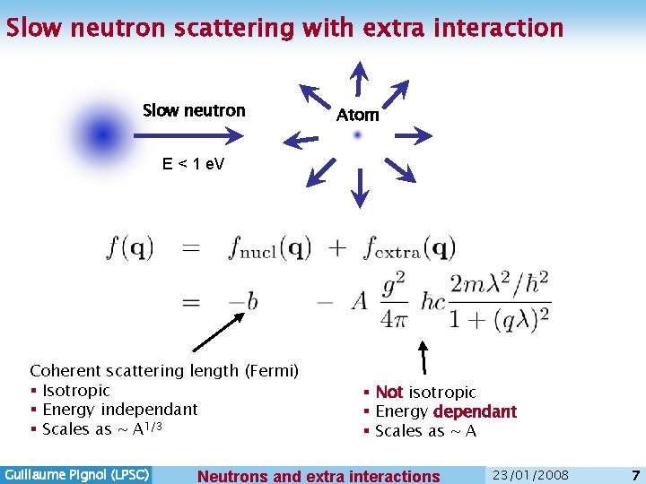 Slow neutron scattering with extra interaction Slow neutron Atom E < 1 e. V Slow neutron scattering with extra interaction Slow neutron Atom E < 1 e. V