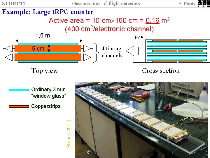 STORI’ 11 Gaseous time-of-flight detectors P. Fonte Example: Large t. RPC counter Active area