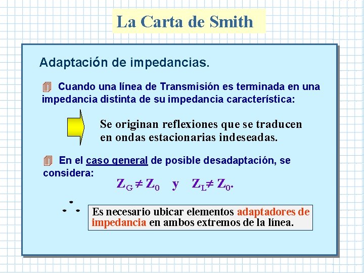 La Carta de Smith Adaptación de impedancias. 4 Cuando una línea de Transmisión es La Carta de Smith Adaptación de impedancias. 4 Cuando una línea de Transmisión es