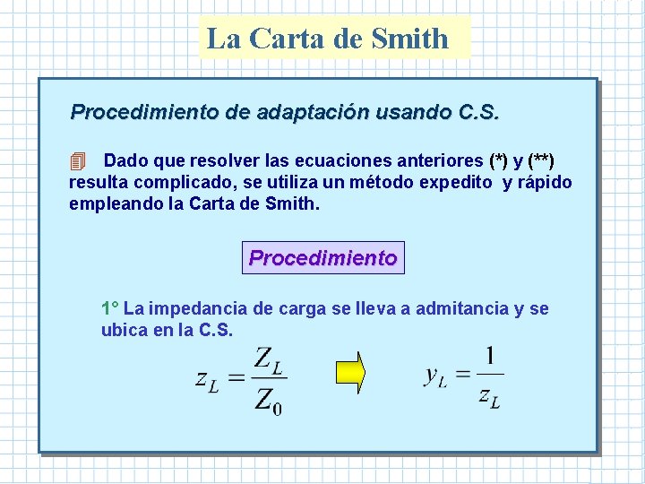 La Carta de Smith Procedimiento de adaptación usando C. S. 4 Dado que resolver La Carta de Smith Procedimiento de adaptación usando C. S. 4 Dado que resolver