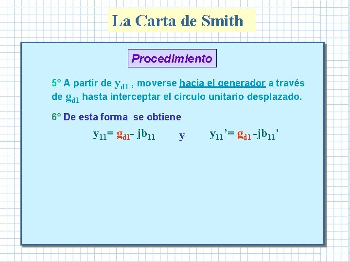 La Carta de Smith Procedimiento 5° A partir de yd 1 , moverse hacia La Carta de Smith Procedimiento 5° A partir de yd 1 , moverse hacia
