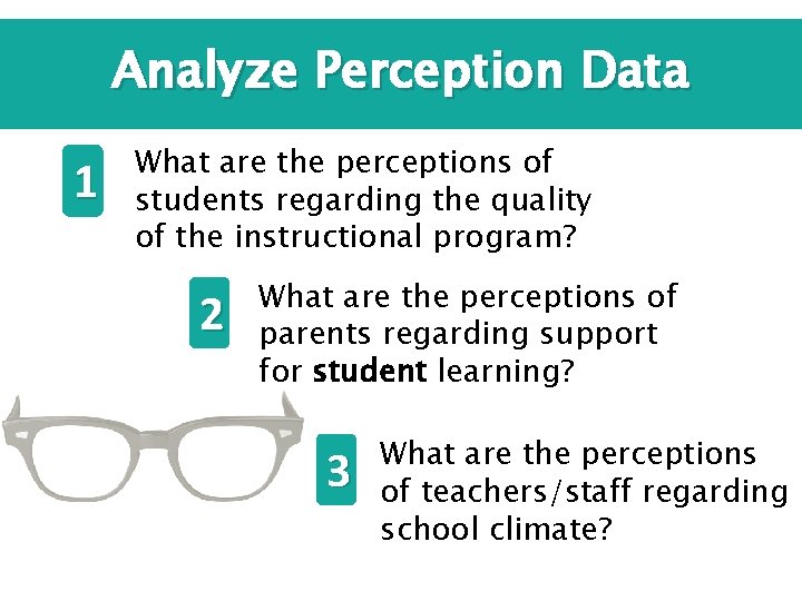 Analyze Perception Data 1 What are the perceptions of students regarding the quality of