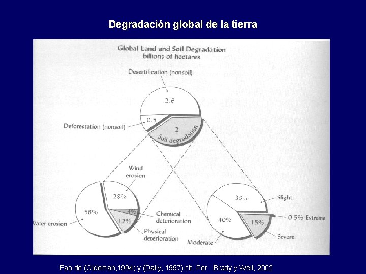 Degradación global de la tierra Fao de (Oldeman, 1994) y (Daily, 1997) cit. Por