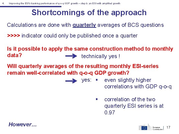 4. Improving the ESI's tracking performance of q-o-q GDP growth – step b: an 4. Improving the ESI's tracking performance of q-o-q GDP growth – step b: an