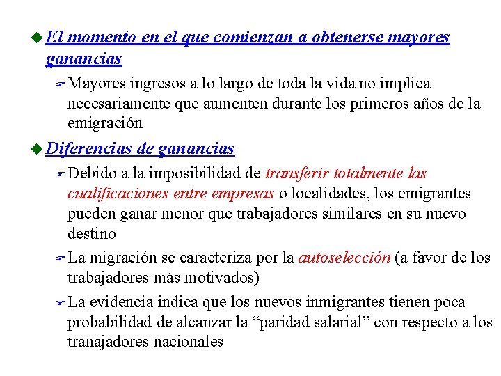 u El momento en el que comienzan a obtenerse mayores ganancias F Mayores ingresos