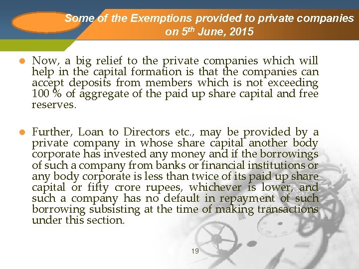 Some Company Logo of the Exemptions provided to private companies on 5 th June,