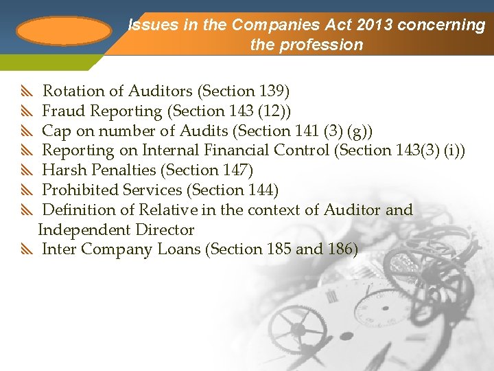 Company Logo Issues in the Companies Act 2013 concerning the profession Rotation of Auditors