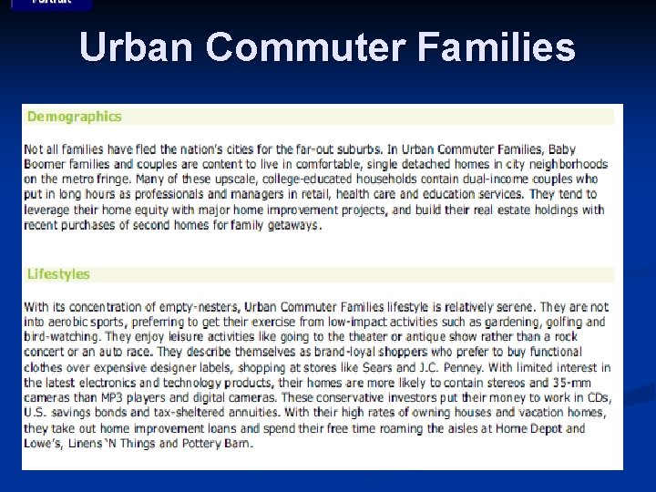 Urban Commuter Families 