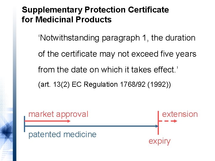 Supplementary Protection Certificate for Medicinal Products ‘Notwithstanding paragraph 1, the duration of the certificate