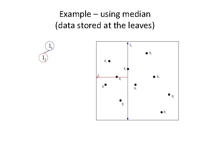 Example – using median (data stored at the leaves) 