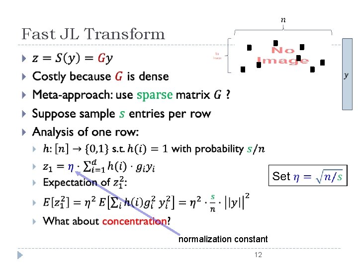  Fast JL Transform normalization constant 12 