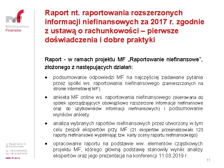 Raport nt. raportowania rozszerzonych informacji niefinansowych za 2017 r. zgodnie z ustawą o rachunkowości