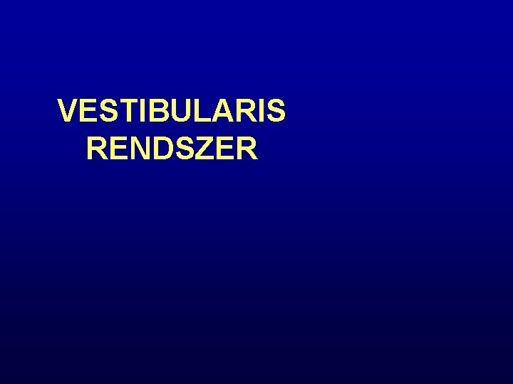 VESTIBULARIS RENDSZER 