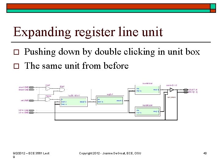 Expanding register line unit o o Pushing down by double clicking in unit box