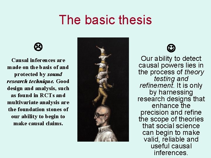 The basic thesis Causal inferences are made on the basis of and protected by