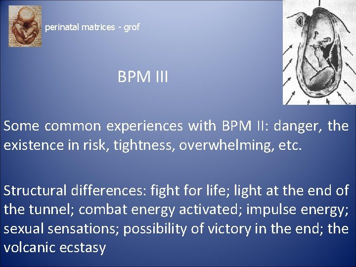 perinatal matrices - grof BPM III Some common experiences with BPM II: danger, the