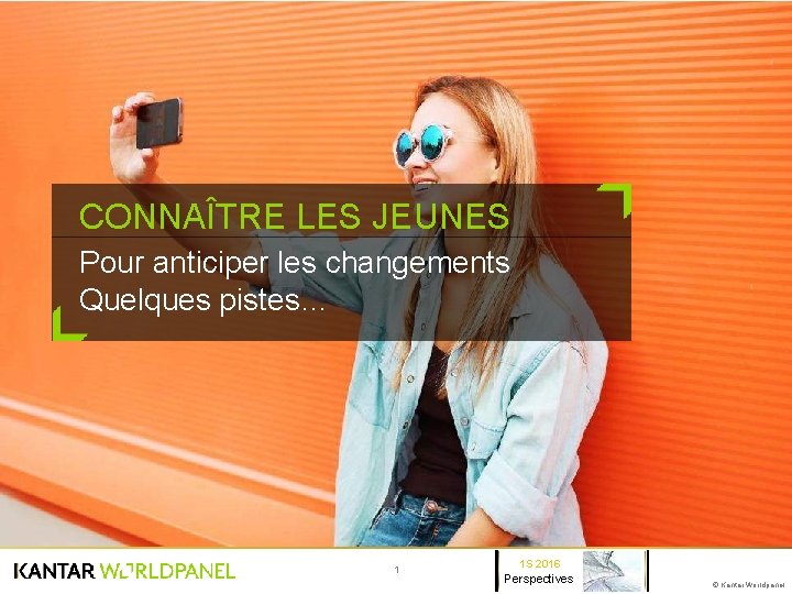 CONNAÎTRE LES JEUNES Pour anticiper les changements Quelques pistes… 1 1 S 2016 Perspectives