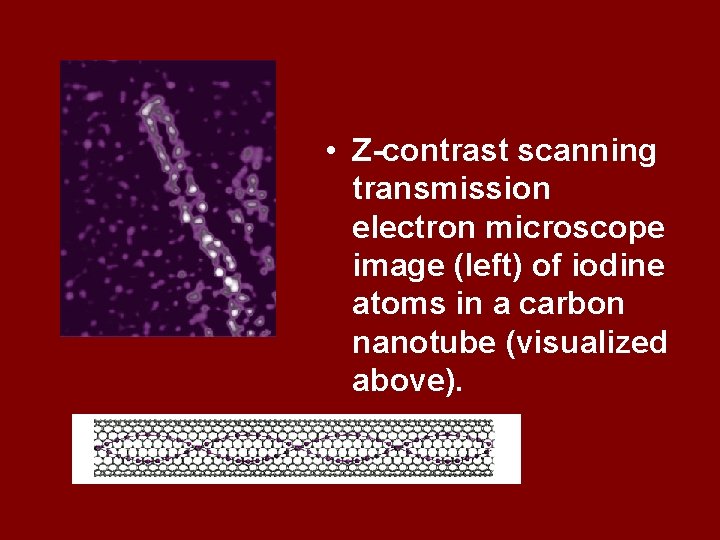  • Z-contrast scanning transmission electron microscope image (left) of iodine atoms in a