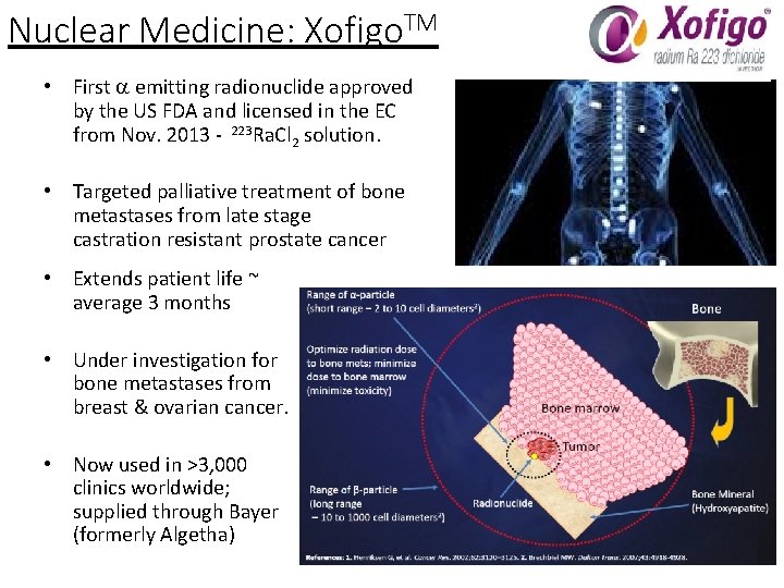 Nuclear Medicine: Xofigo. TM • First emitting radionuclide approved by the US FDA and