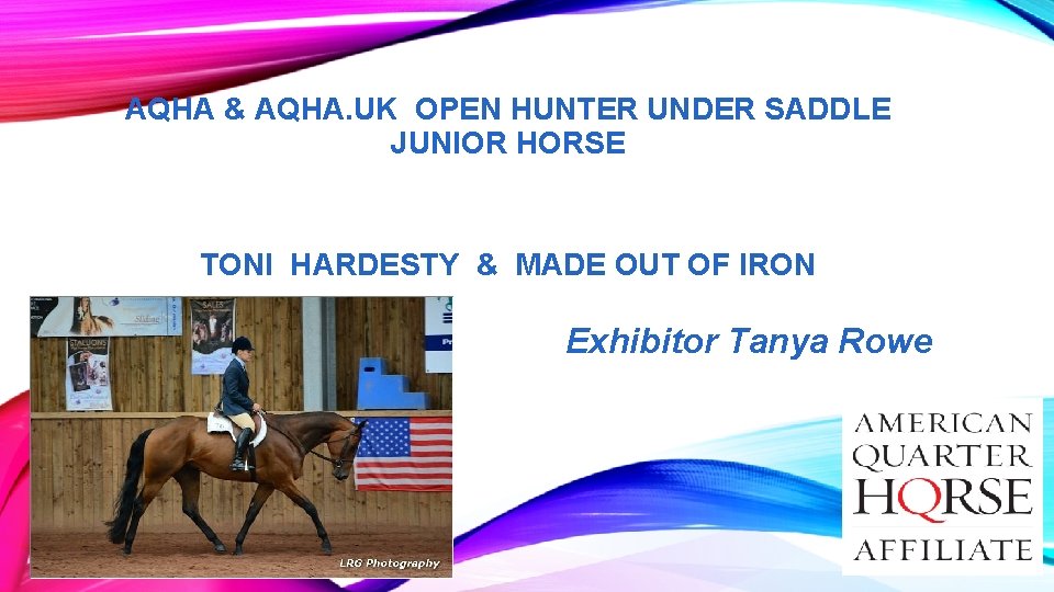 AQHA & AQHA. UK OPEN HUNTER UNDER SADDLE JUNIOR HORSE TONI HARDESTY & MADE