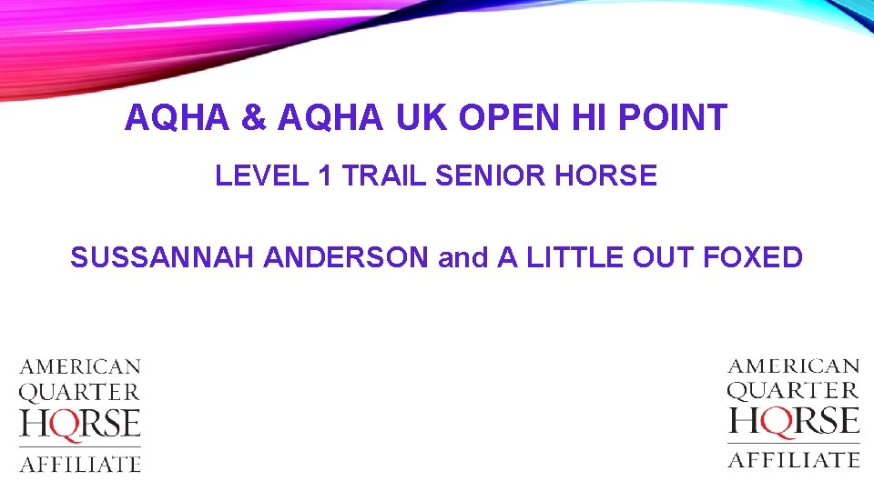 AQHA & AQHA UK OPEN HI POINT LEVEL 1 TRAIL SENIOR HORSE SUSSANNAH ANDERSON