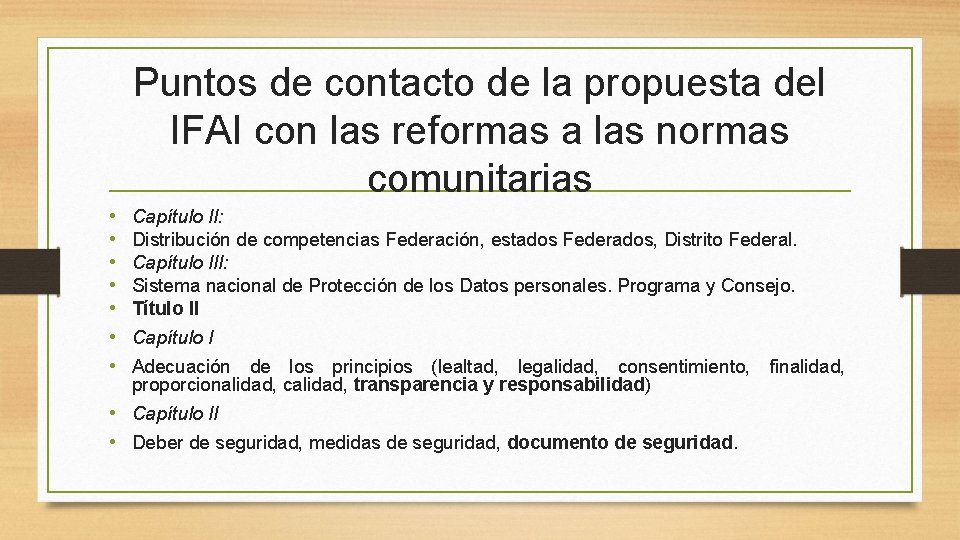 Puntos de contacto de la propuesta del IFAI con las reformas a las normas