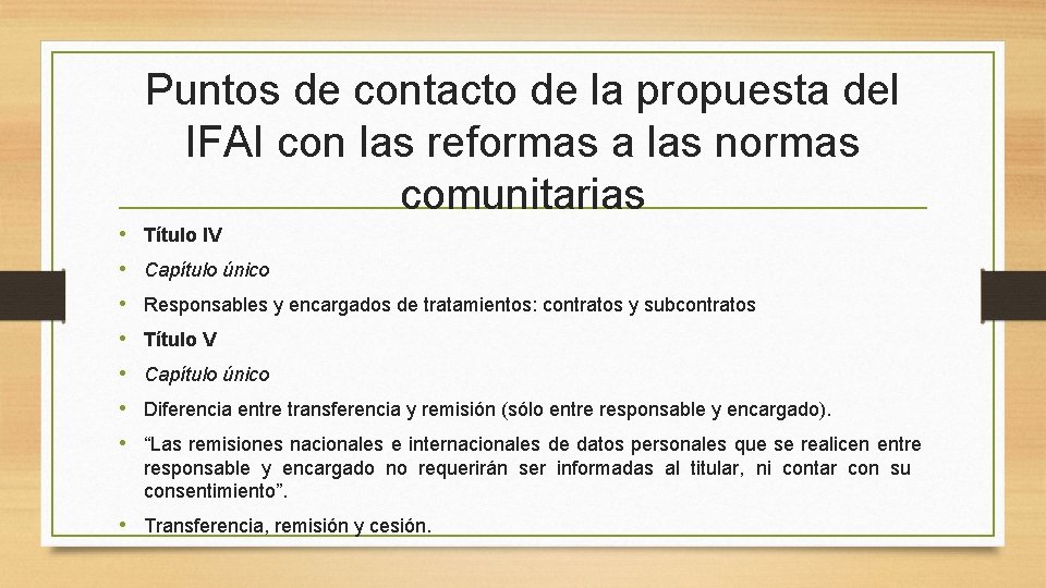 Puntos de contacto de la propuesta del IFAI con las reformas a las normas