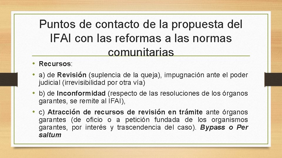 Puntos de contacto de la propuesta del IFAI con las reformas a las normas