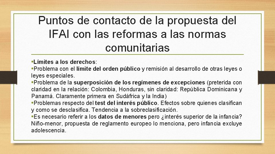 Puntos de contacto de la propuesta del IFAI con las reformas a las normas