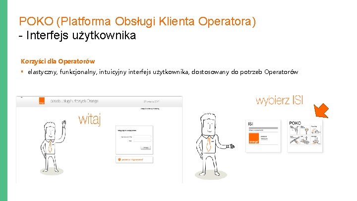 POKO (Platforma Obsługi Klienta Operatora) - Interfejs użytkownika Korzyści dla Operatorów § elastyczny, funkcjonalny,
