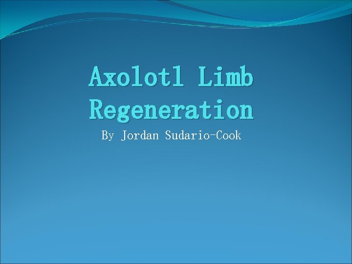 Axolotl Limb Regeneration By Jordan Sudario-Cook 