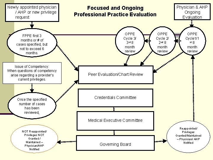 Newly appointed physician / AHP or new privilege request FPPE first 3 months or