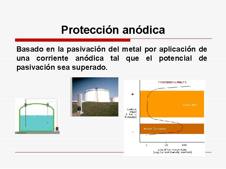 Protección anódica Basado en la pasivación del metal por aplicación de una corriente anódica