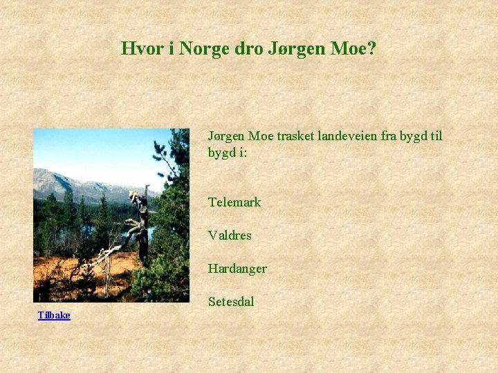 Hvor i Norge dro Jørgen Moe? Jørgen Moe trasket landeveien fra bygd til bygd