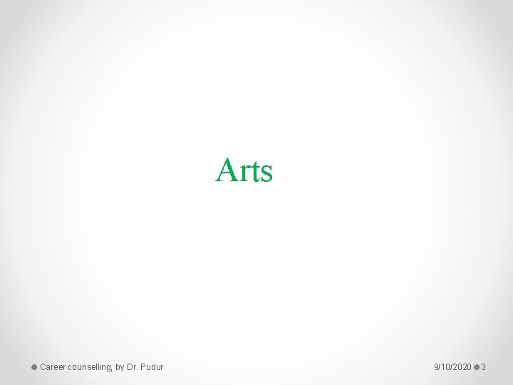 Arts Career counselling, by Dr. Pudur 9/10/2020 3 