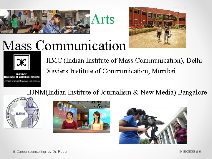 Arts Mass Communication IIMC (Indian Institute of Mass Communication), Delhi Xaviers Institute of Communication,