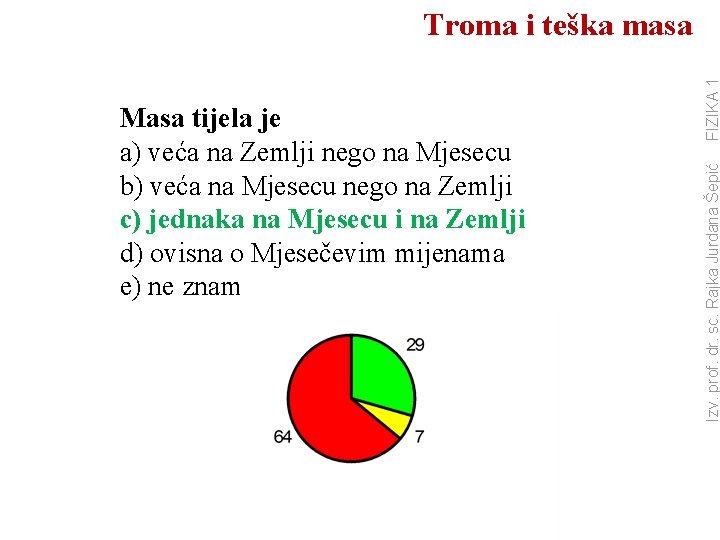 Izv. prof. dr. sc. Rajka Jurdana Šepić Masa tijela je a) veća na Zemlji