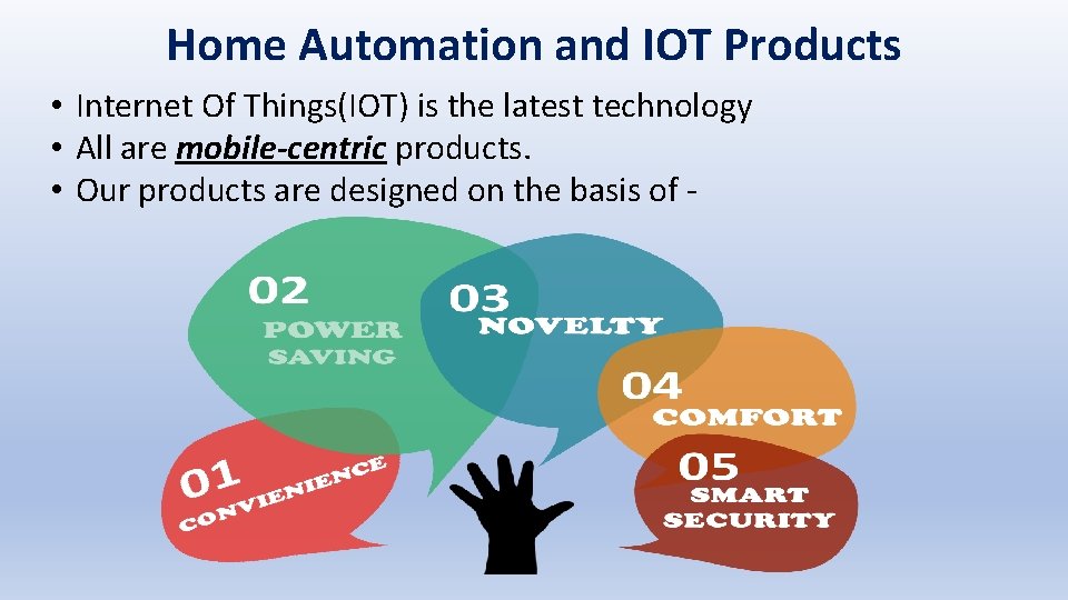 Home Automation and IOT Products • Internet Of Things(IOT) is the latest technology •