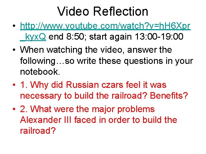 Video Reflection • http: //www. youtube. com/watch? v=h. H 6 Xpr _kyx. Q end Video Reflection • http: //www. youtube. com/watch? v=h. H 6 Xpr _kyx. Q end