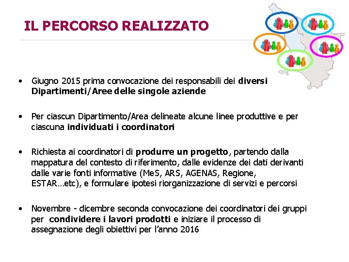 IL PERCORSO REALIZZATO • Giugno 2015 prima convocazione dei responsabili dei diversi Dipartimenti/Aree delle