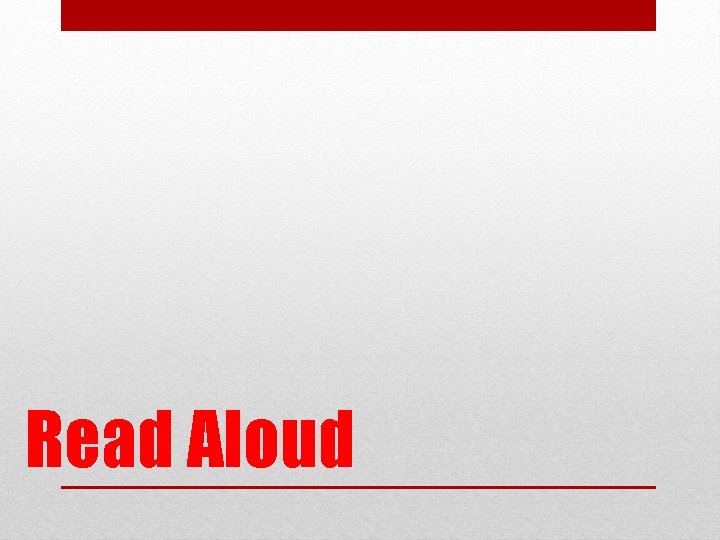 Read Aloud 