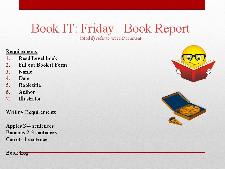 Book IT: Friday Book Report (Model) refer to word Document Requirements 1. Read Level