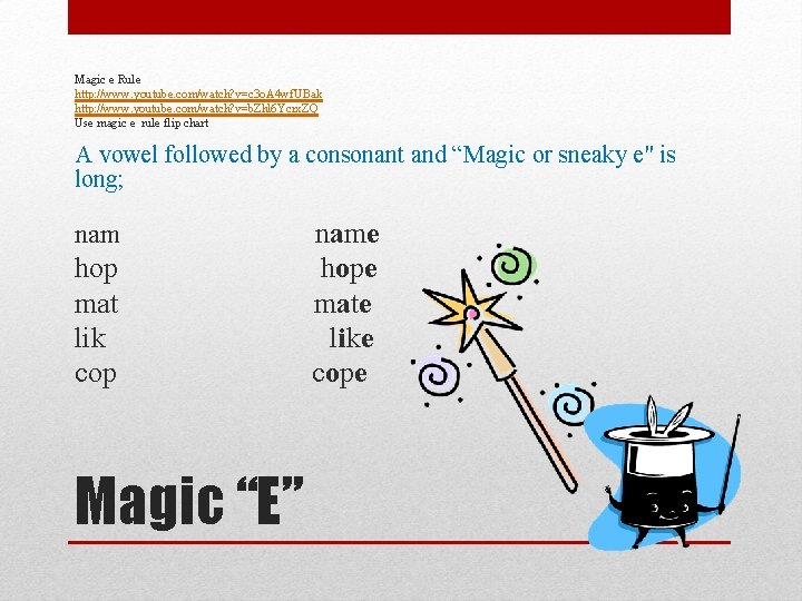 Magic e Rule http: //www. youtube. com/watch? v=c 3 o. A 4 wf. UBak