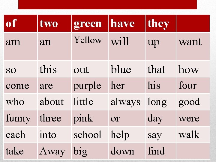 of two green have they am an Yellow will up want so this out
