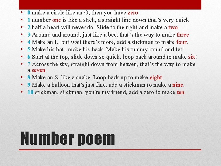  • • 0 make a circle like an O, then you have zero