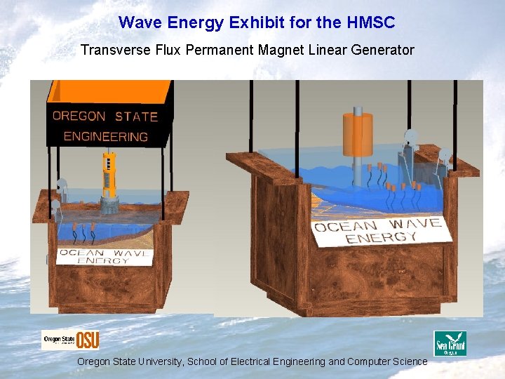 Wave Energy Exhibit for the HMSC Transverse Flux Permanent Magnet Linear Generator Oregon State Wave Energy Exhibit for the HMSC Transverse Flux Permanent Magnet Linear Generator Oregon State